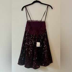 Maroon xs Free People sequin mini dress!